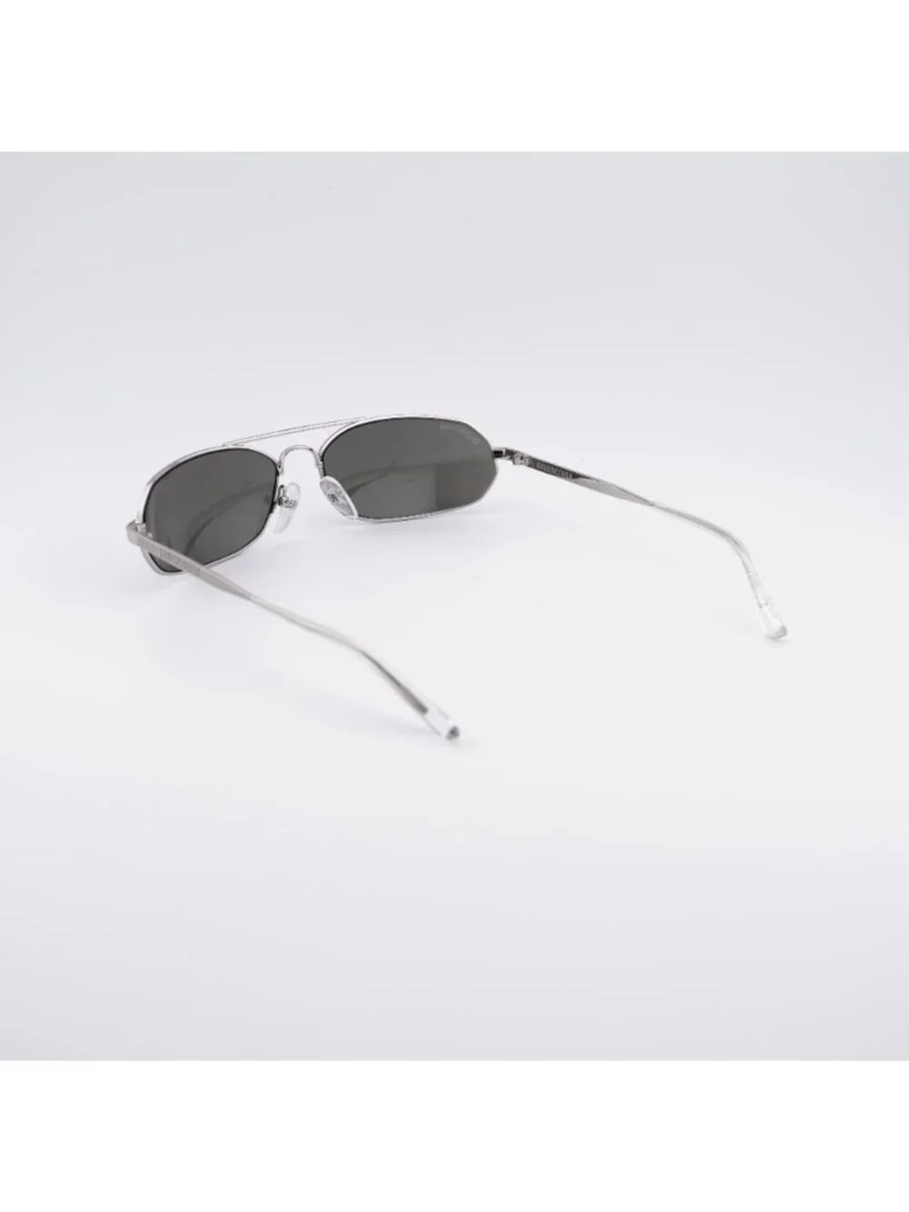 Balenciaga BB0010S 005 Unisex Sunglasses Silver Oval Frame, Silver Lenses